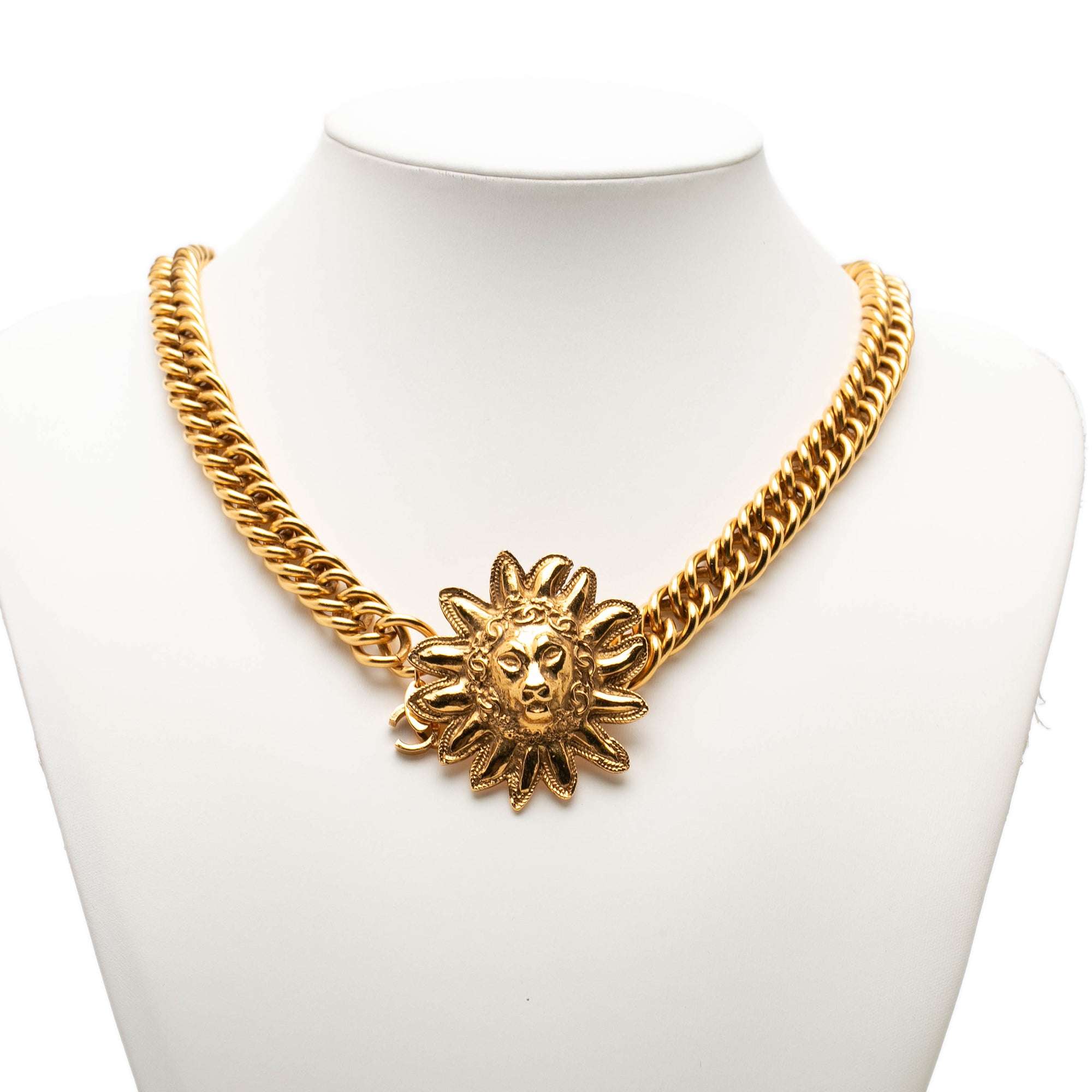 Gold Plated Leo Lion Sun Medallion Charm Necklace - Image 7