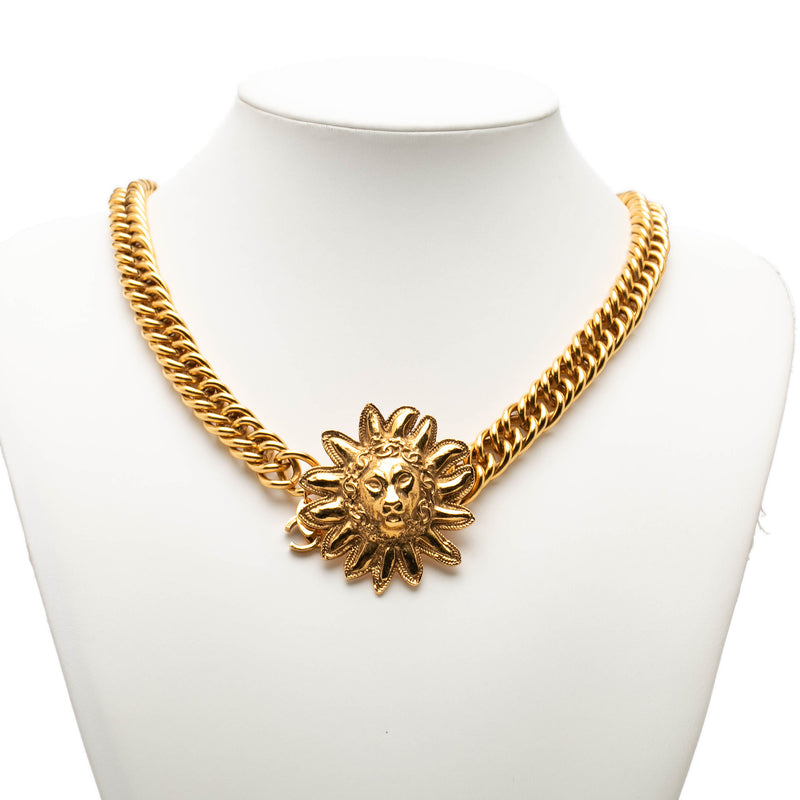 Gold Plated Leo Lion Sun Medallion Charm Necklace - Image 7