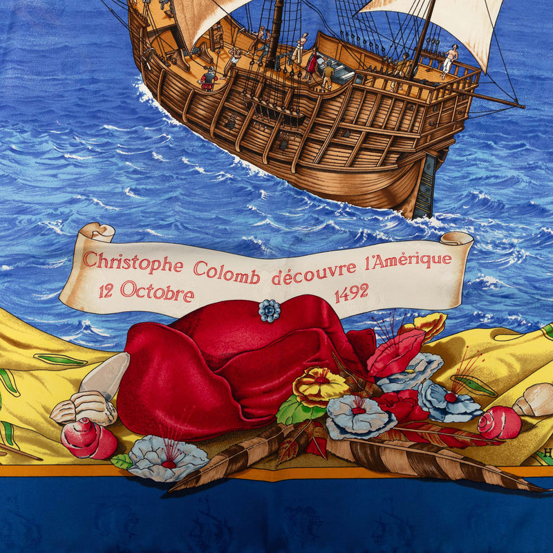 Christophe Colomb Decouvre L Amerique Silk Scarf 90 - Image 4