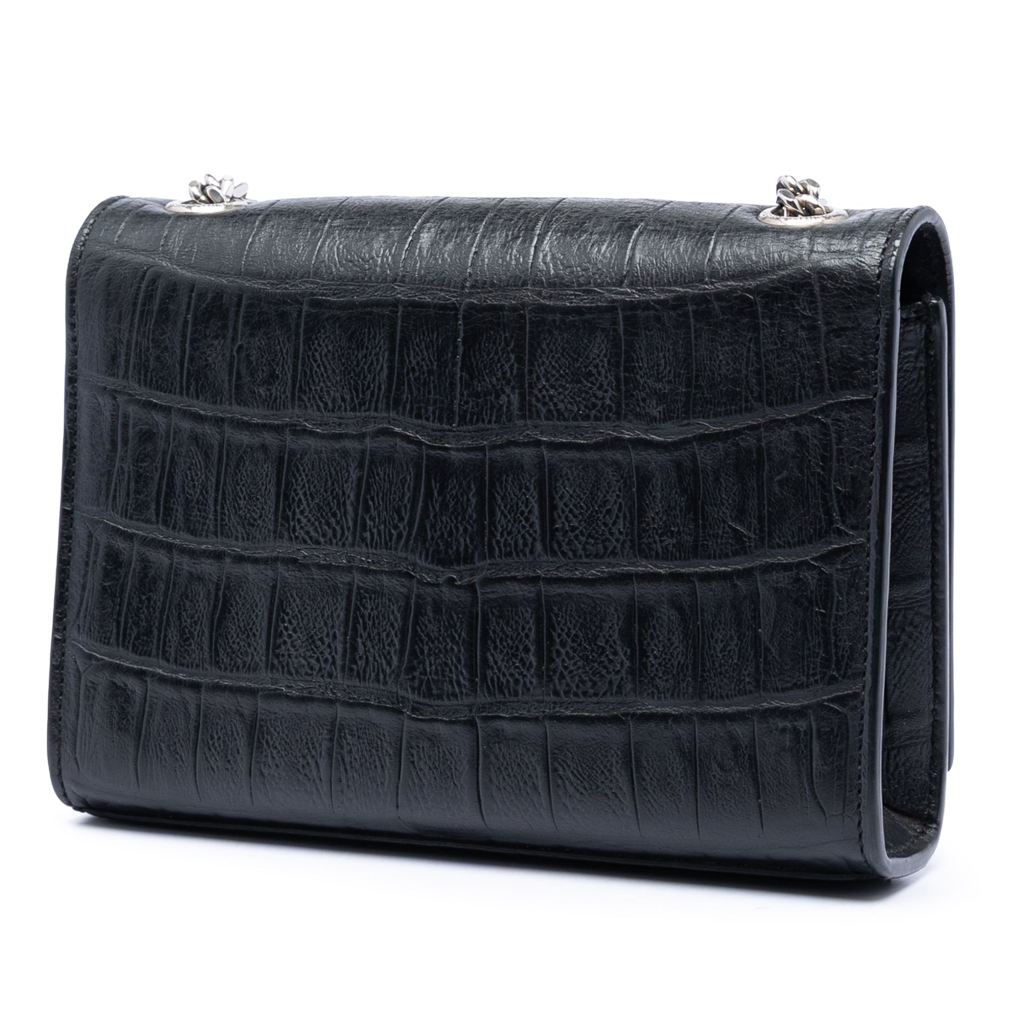 Small Croc Embossed Leather Monogram Kate Tassel Crossbody - Image 2