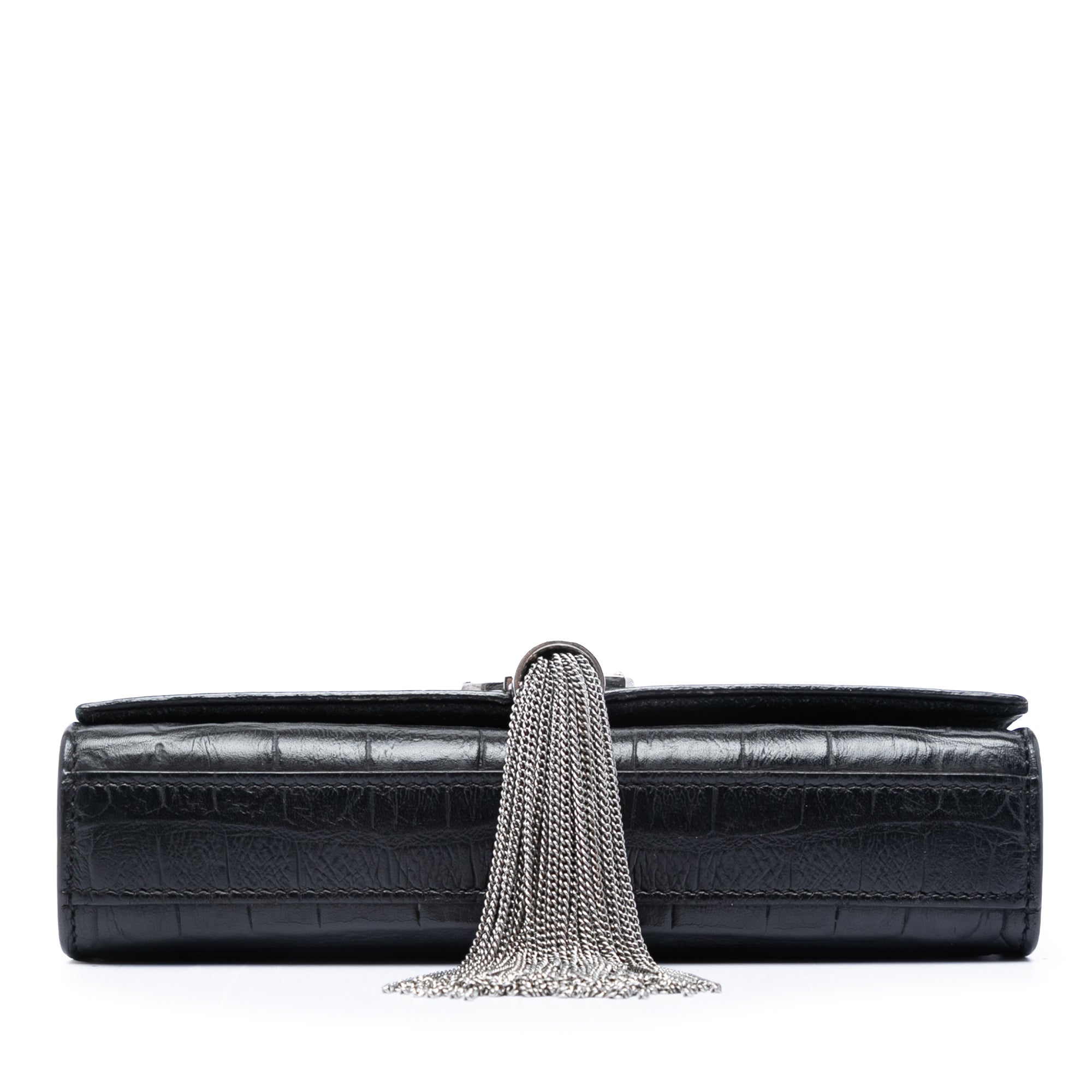 Small Croc Embossed Leather Monogram Kate Tassel Crossbody - Image 3