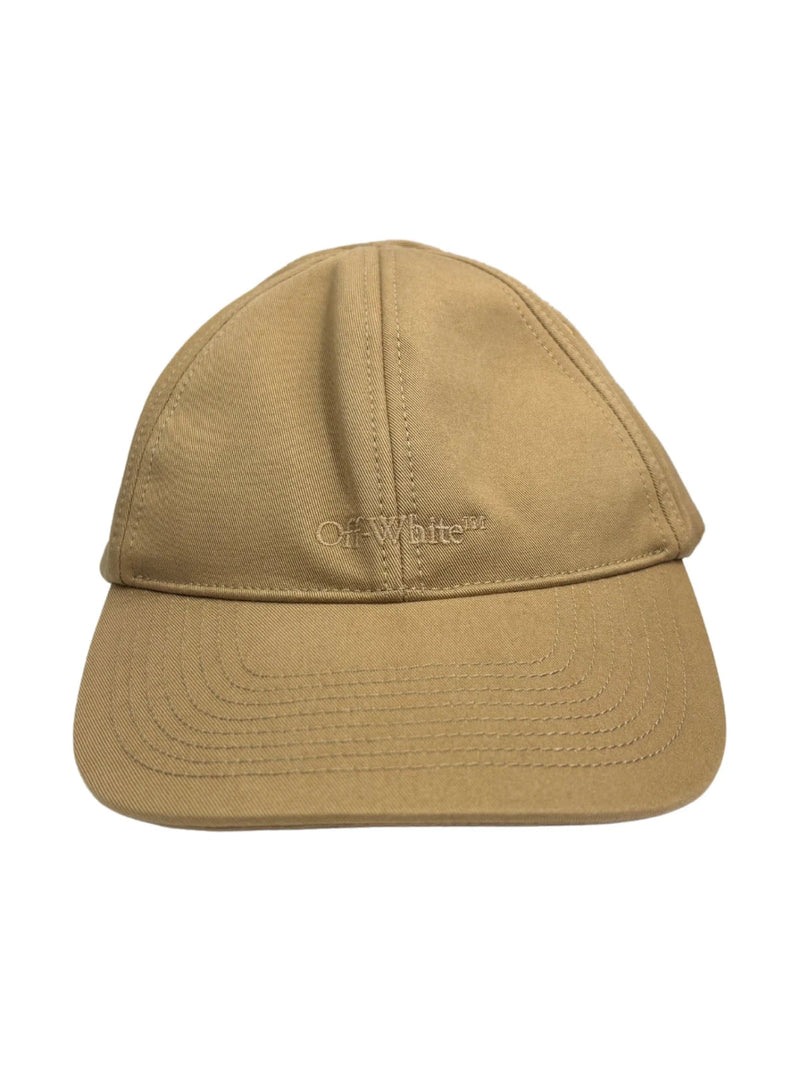 Off-White Omlb040g21fab0016101 Logo-Embroidered Baseball Cap — Beige Cotton Caps