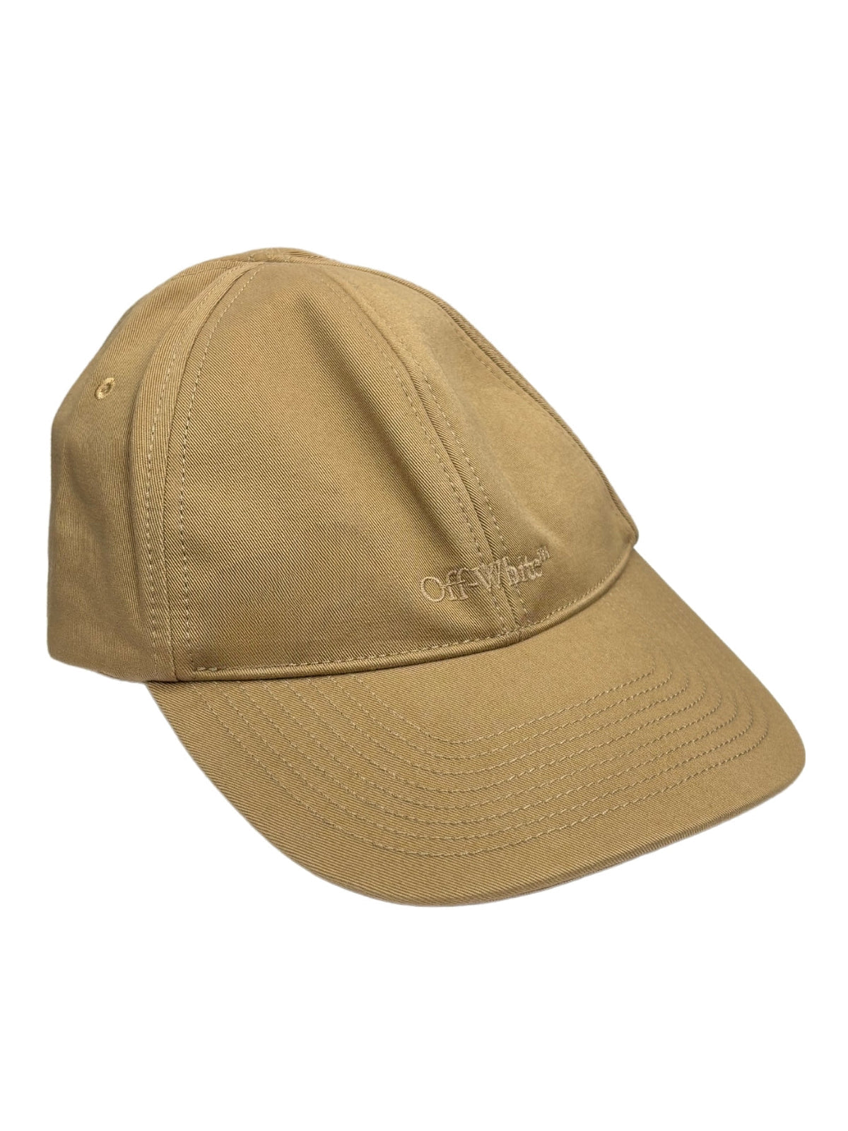 Off-White Omlb040g21fab0016101 Logo-Embroidered Baseball Cap — Beige Cotton Caps