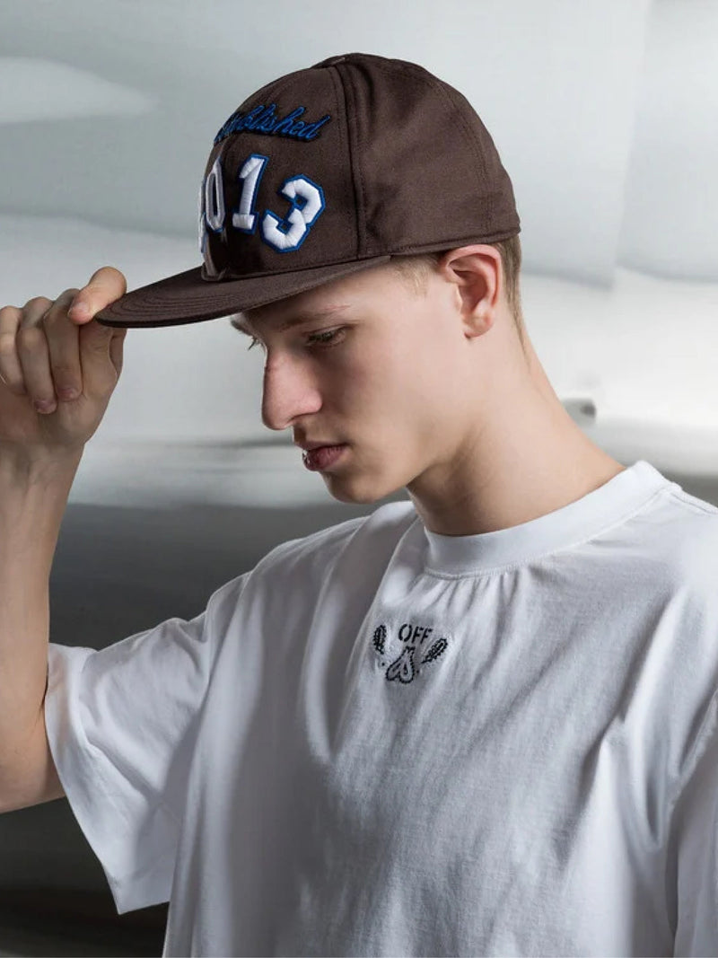 Off-White Omlb055s24fab0026001 Boxy Logo Baseball Cap — Brown Cotton Caps