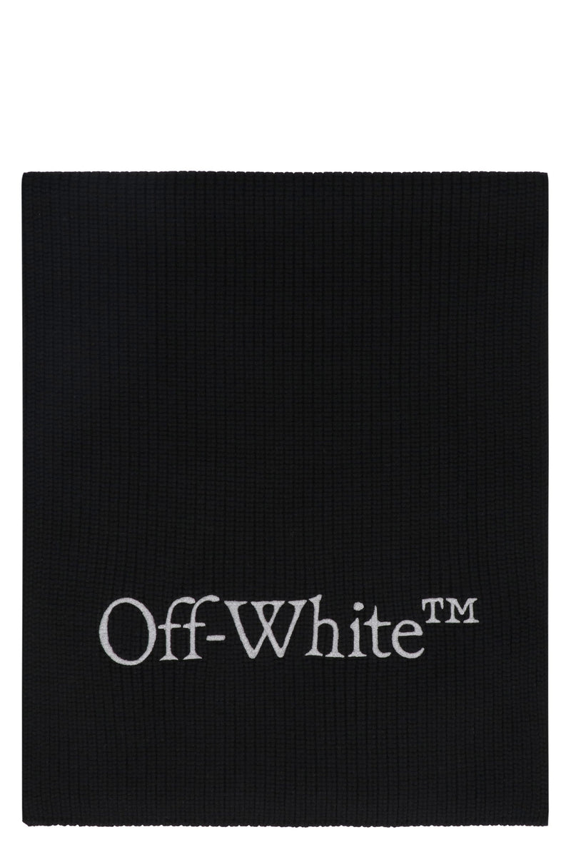 Off-White Virgin Wool Scarf — Black Scarfs