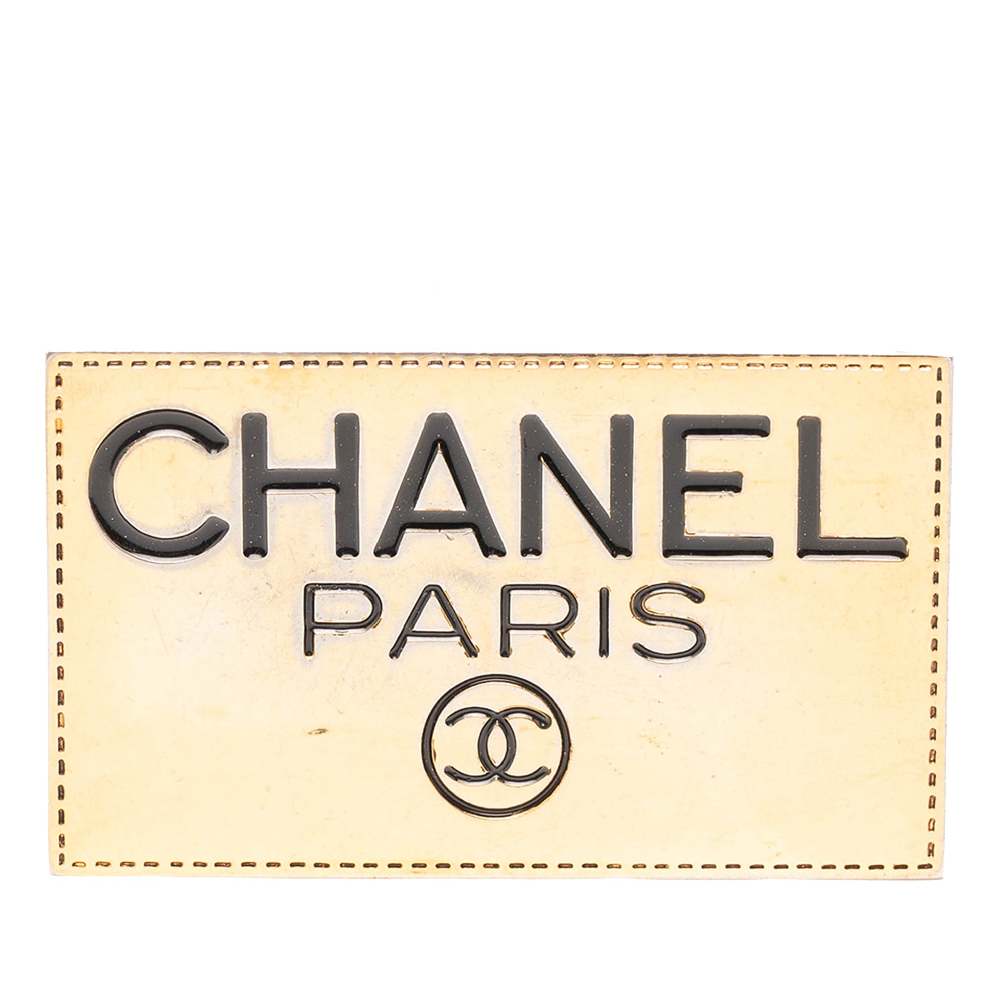 Gold Plated CC Plate Brooch - Image 1