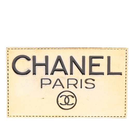 Gold Plated CC Plate Brooch - Image 1