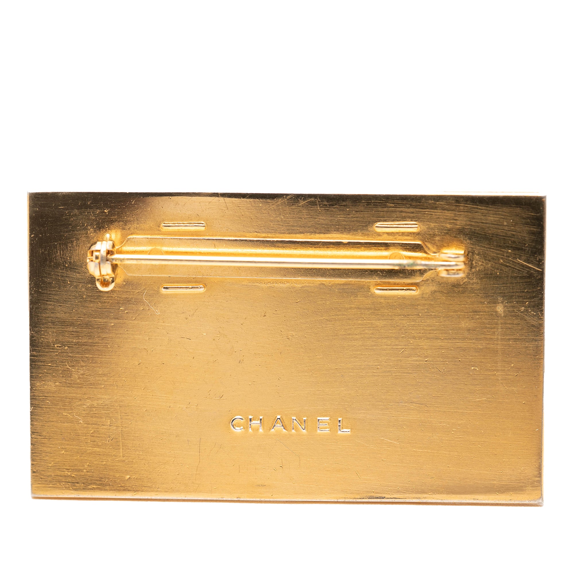Gold Plated CC Plate Brooch - Image 2