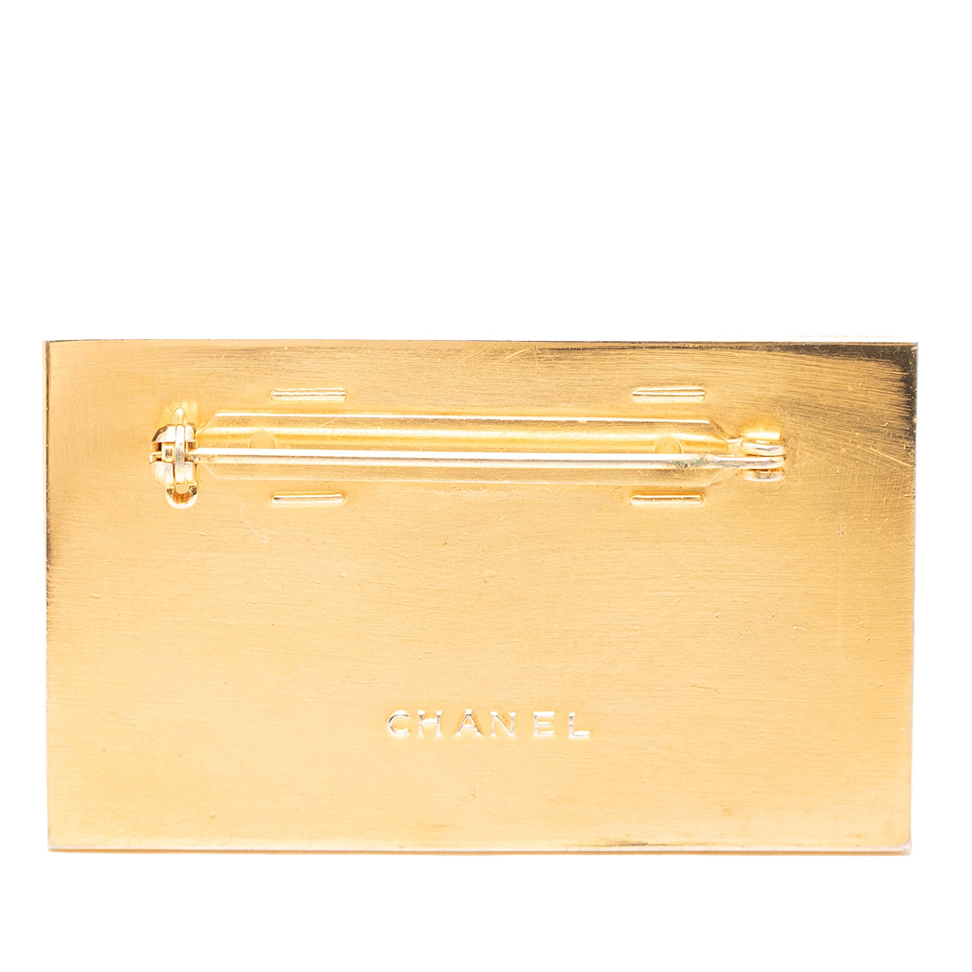 Gold Plated CC Plate Brooch - Image 3