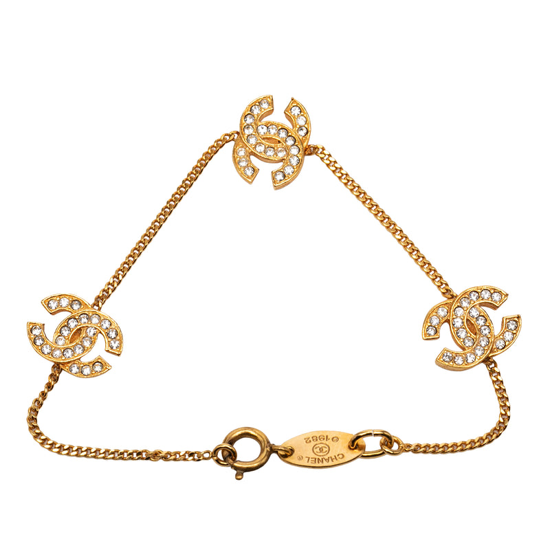 Triple CC Gold Plated Strass Bracelet - Image 3
