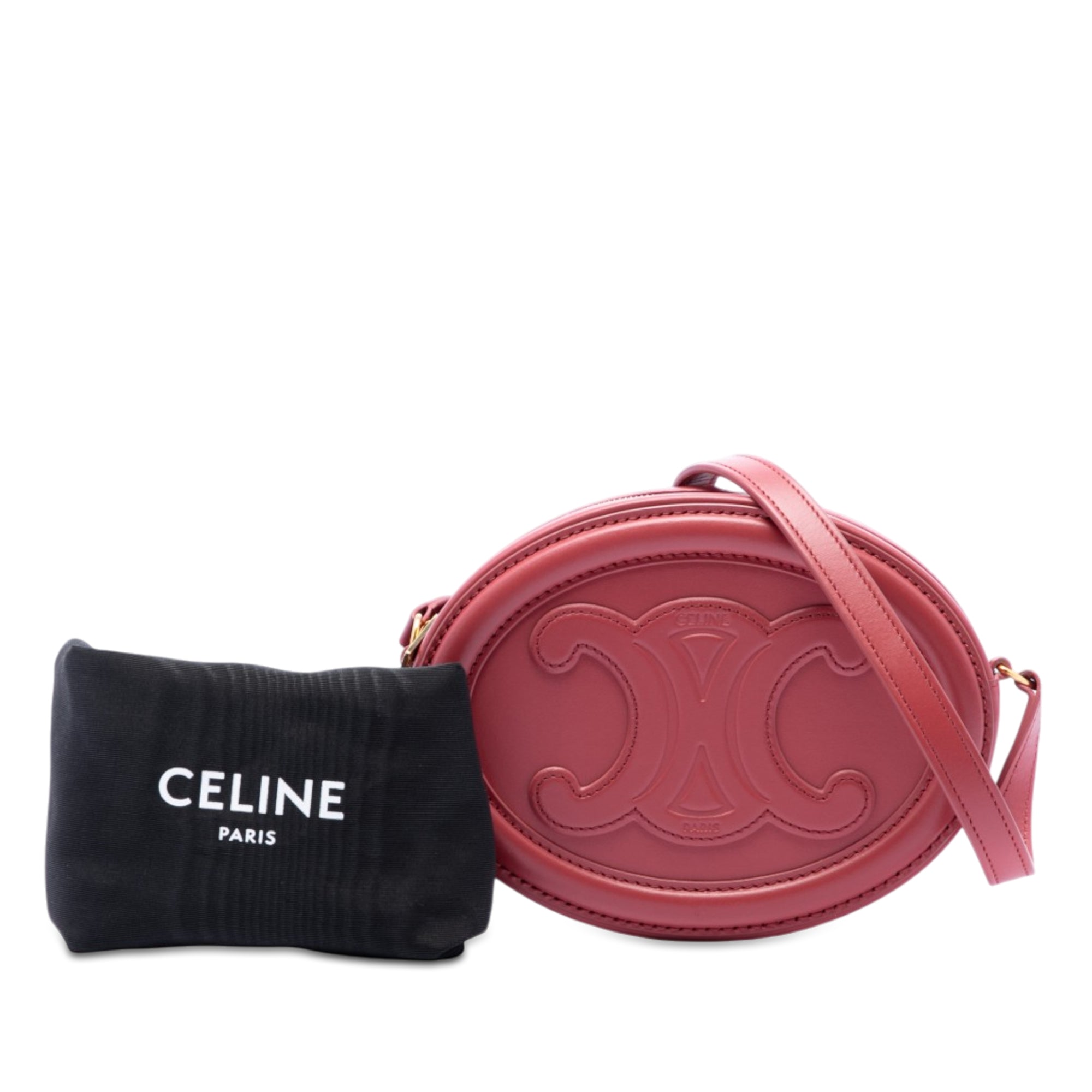 Small Calfskin Cuir Triomphe Oval Crossbody - Image 8