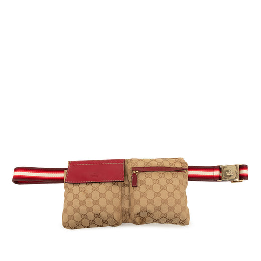 GG Canvas Web Double Pocket Belt Bag - Image 1
