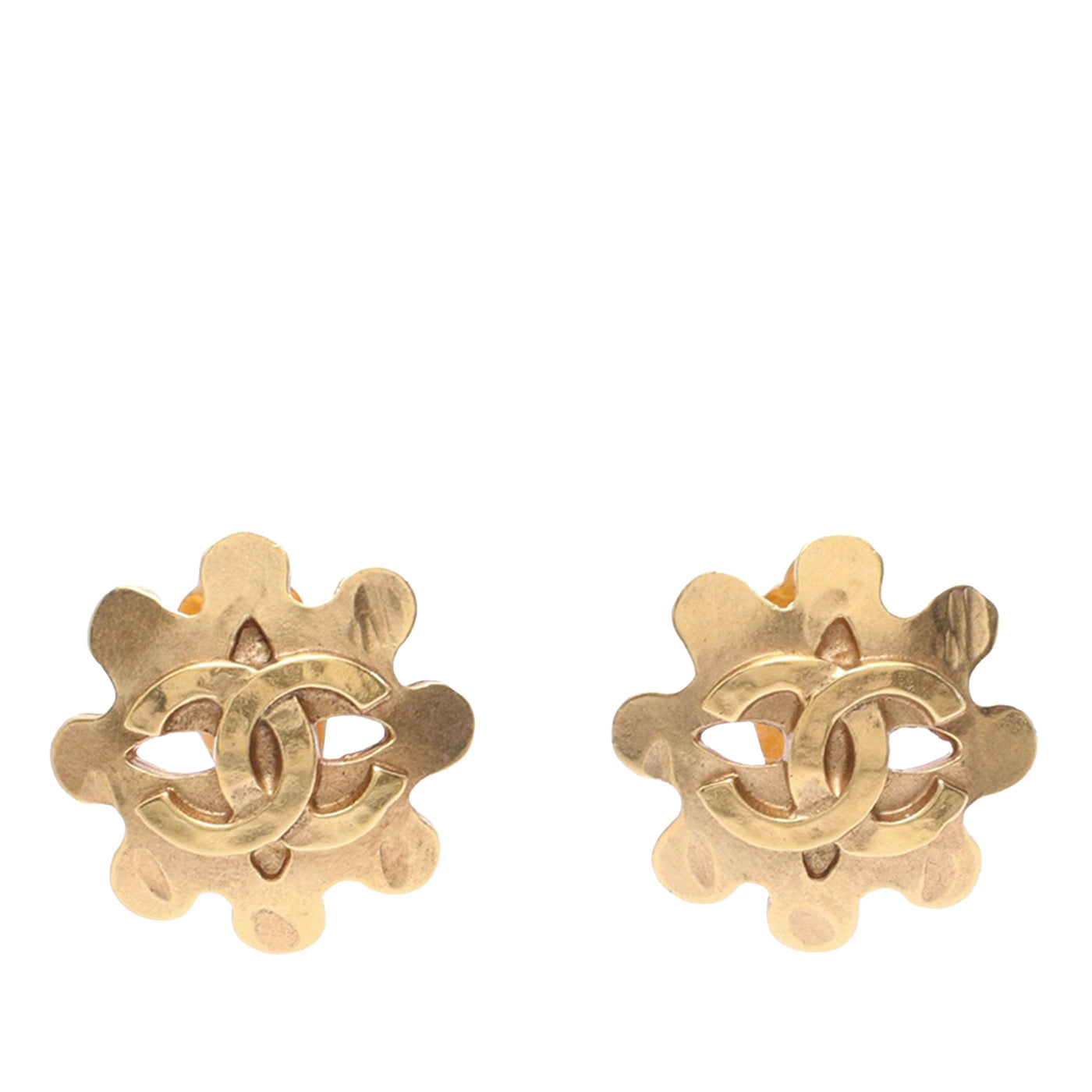 CC Gold Plated Flower Clip On Earrings - Image 1
