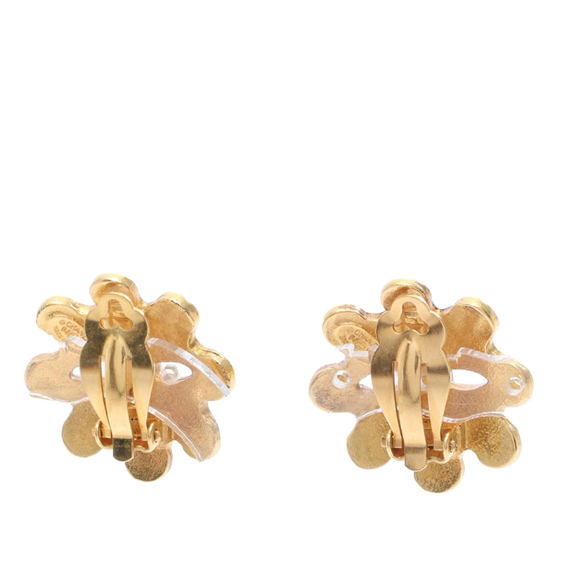 CC Gold Plated Flower Clip On Earrings - Image 2