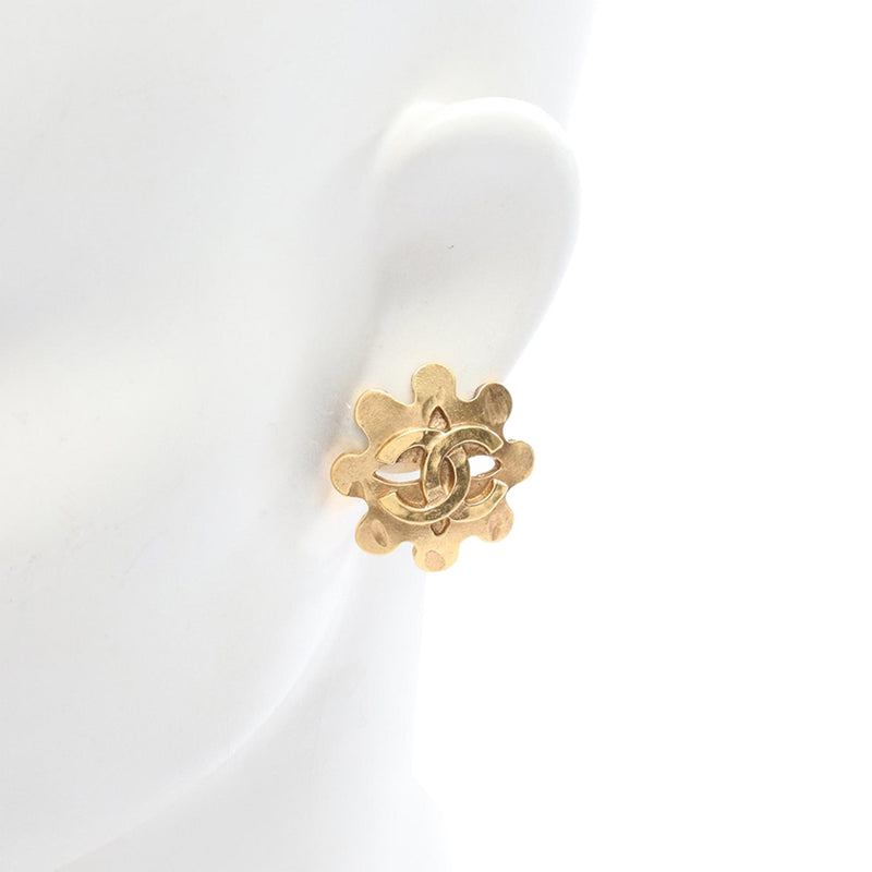 CC Gold Plated Flower Clip On Earrings - Image 4