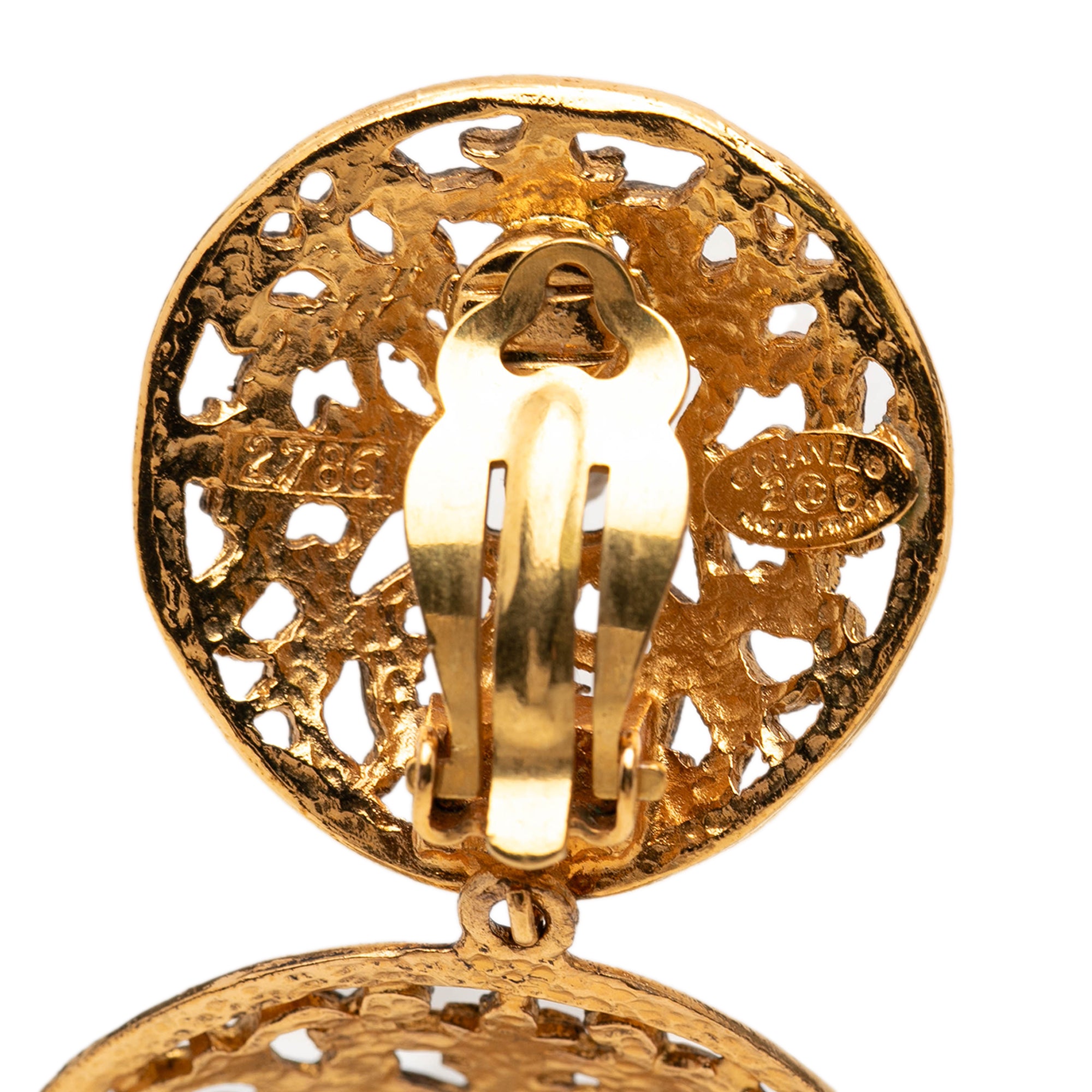 CC Gold Plated Filigree Double Orbs Dangle Clip On Earrings - Image 3