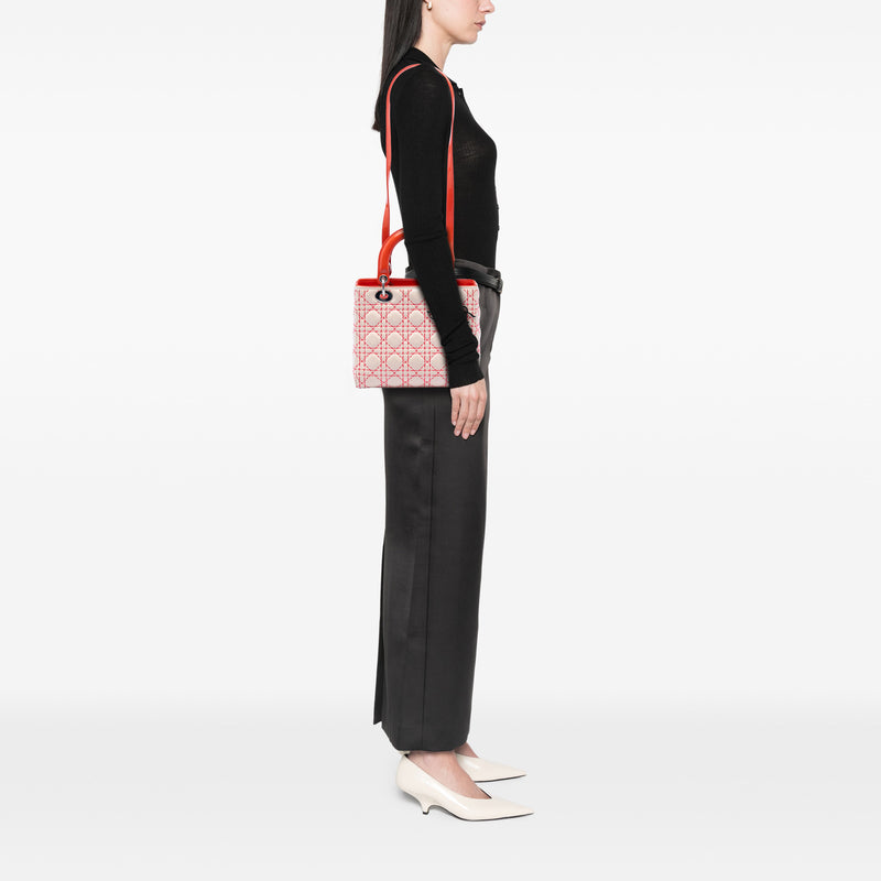 Medium Lambskin Cannage Stitched Lady Dior - Image 7