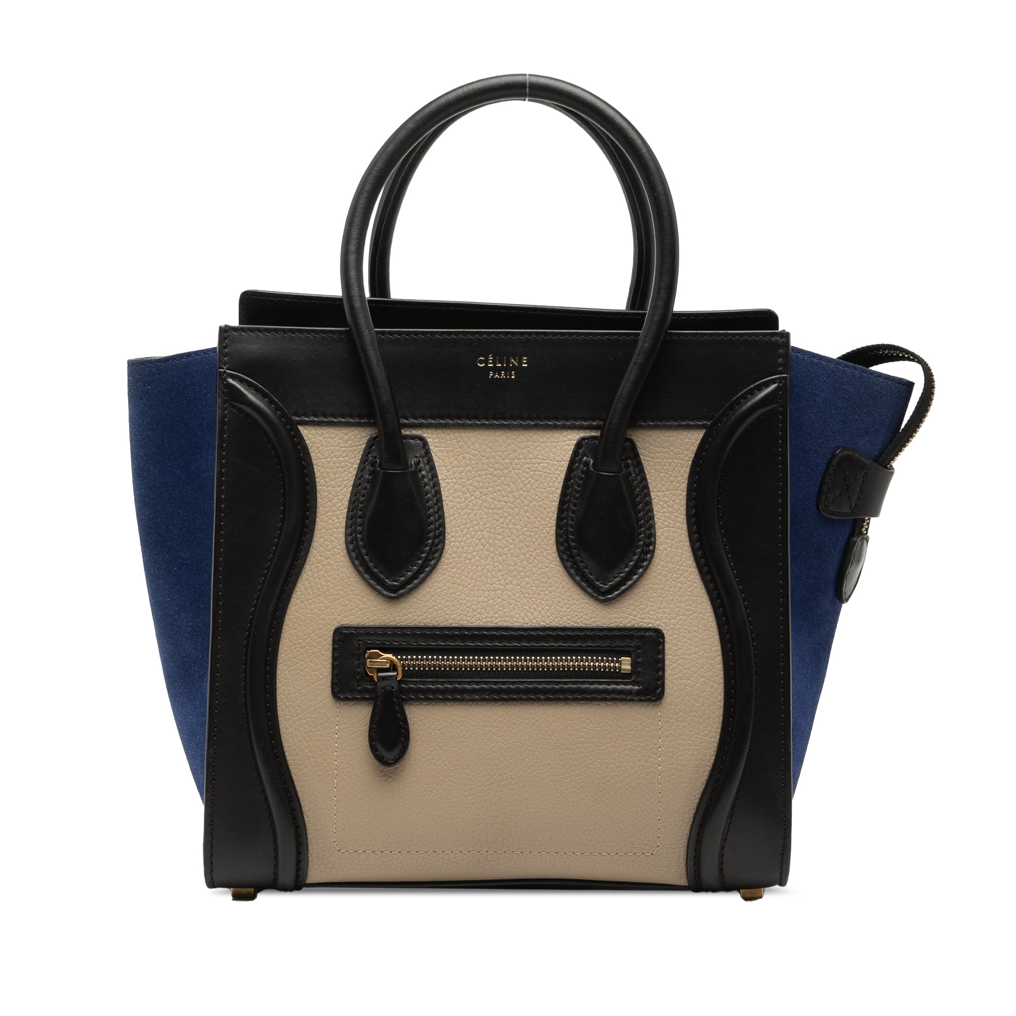 Micro Tricolor Calfskin and Suede Luggage Tote - Image 1