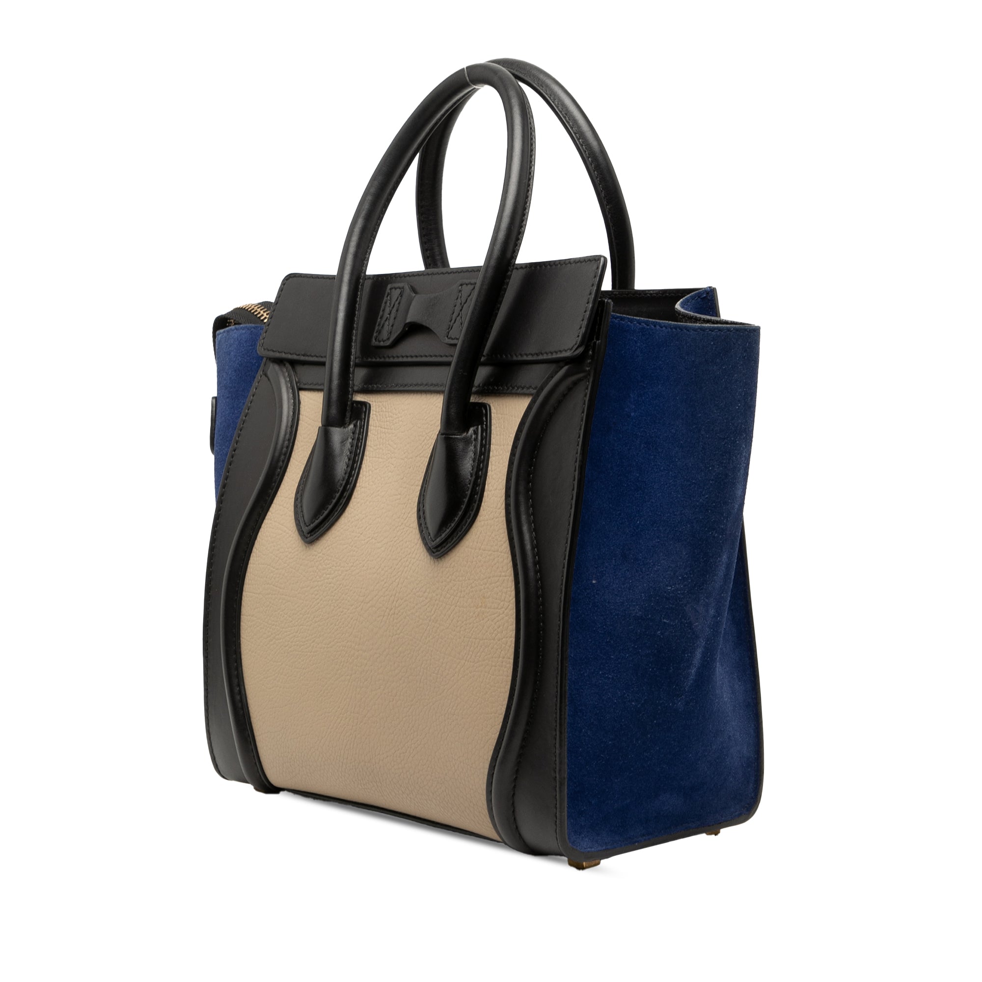 Micro Tricolor Calfskin and Suede Luggage Tote - Image 2