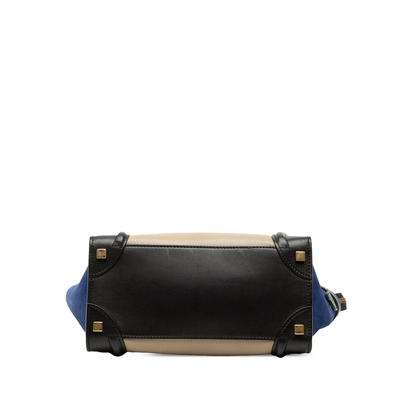 Micro Tricolor Calfskin and Suede Luggage Tote - Image 3