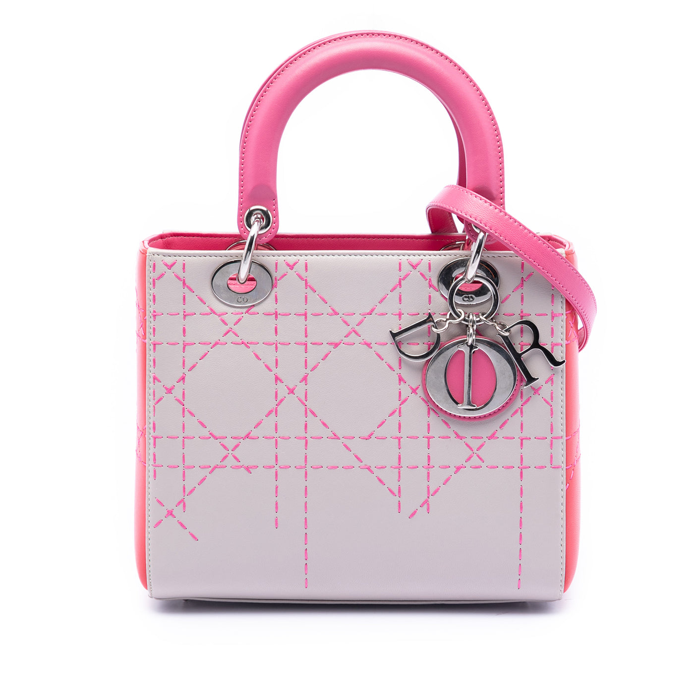 Medium Tricolor Lambskin Macrocannage Stitched Lady Dior - Image 1