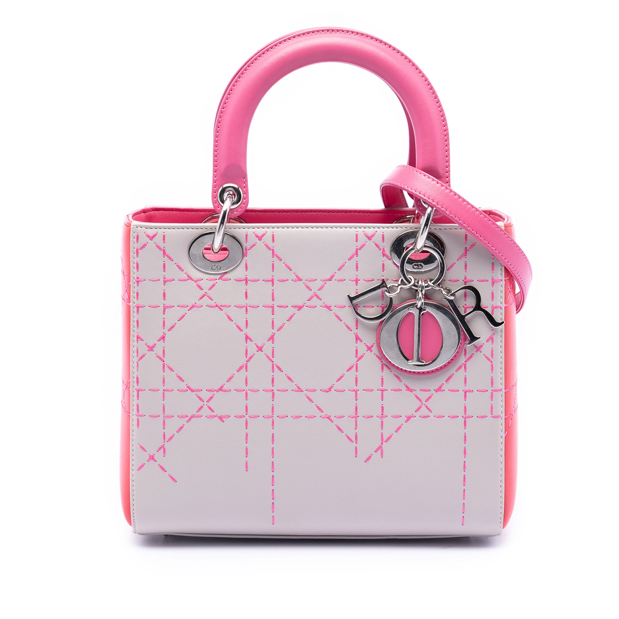 Medium Tricolor Lambskin Macrocannage Stitched Lady Dior - Image 1