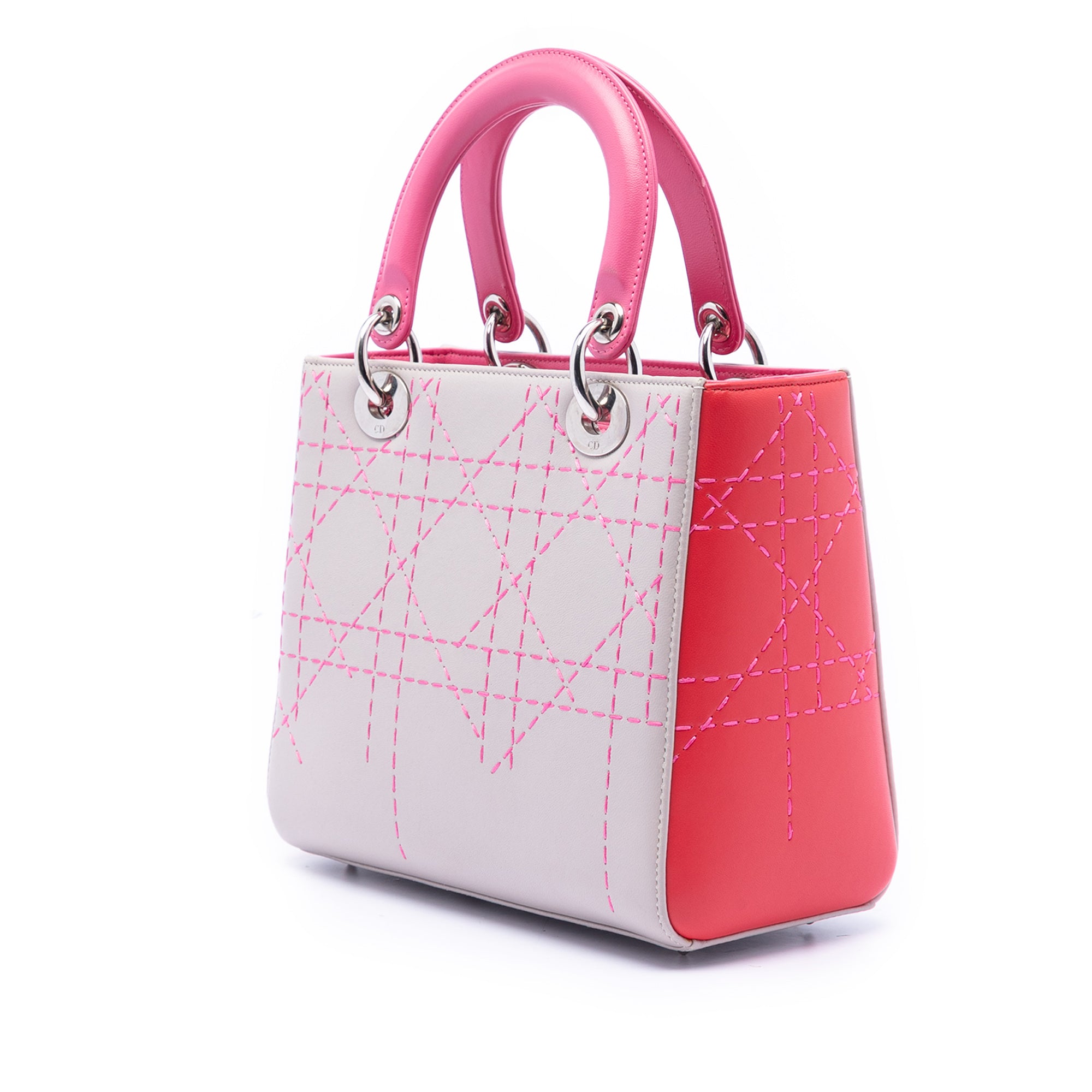 Medium Tricolor Lambskin Macrocannage Stitched Lady Dior - Image 2