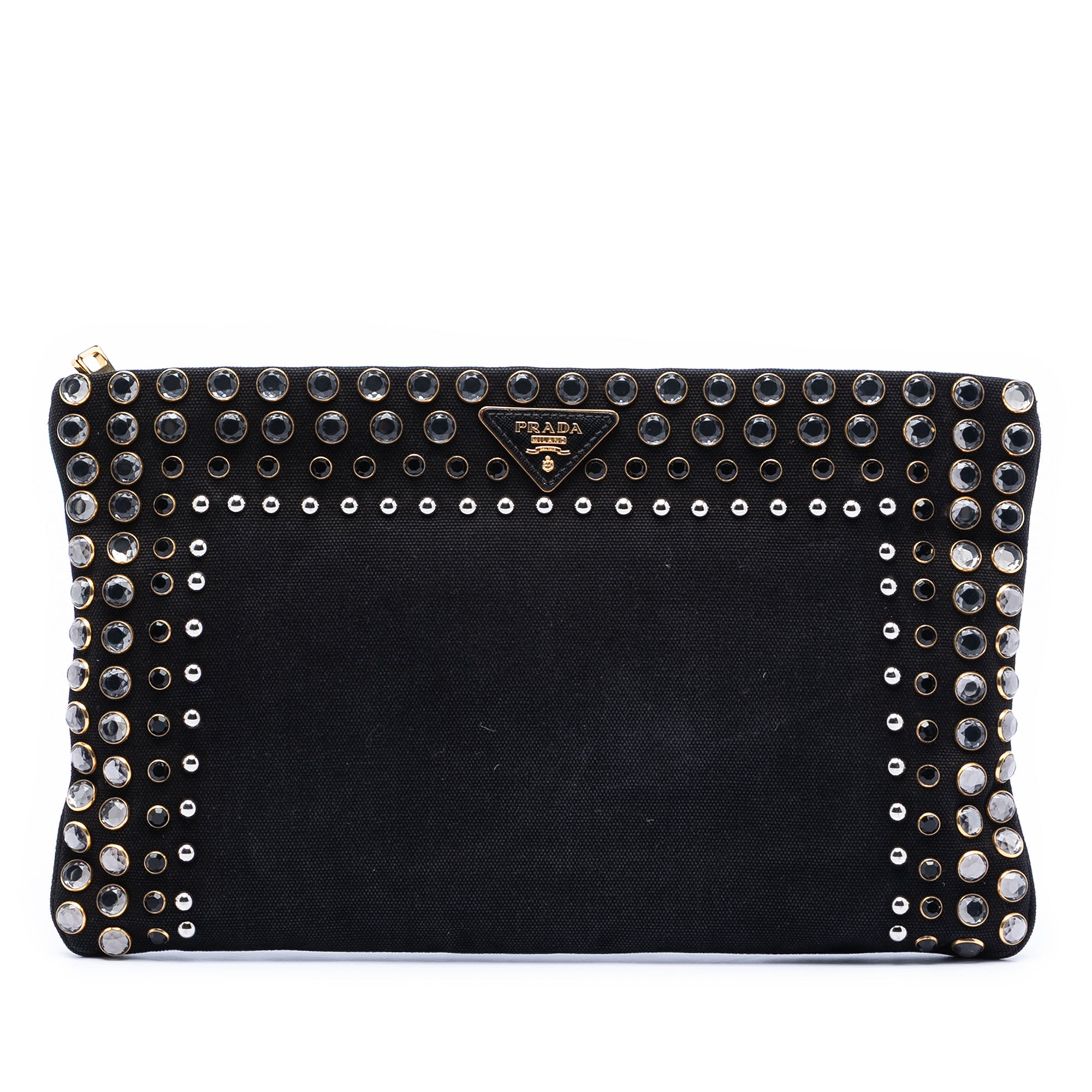 Canvas Canapa Studded Vernice Clutch - Image 1