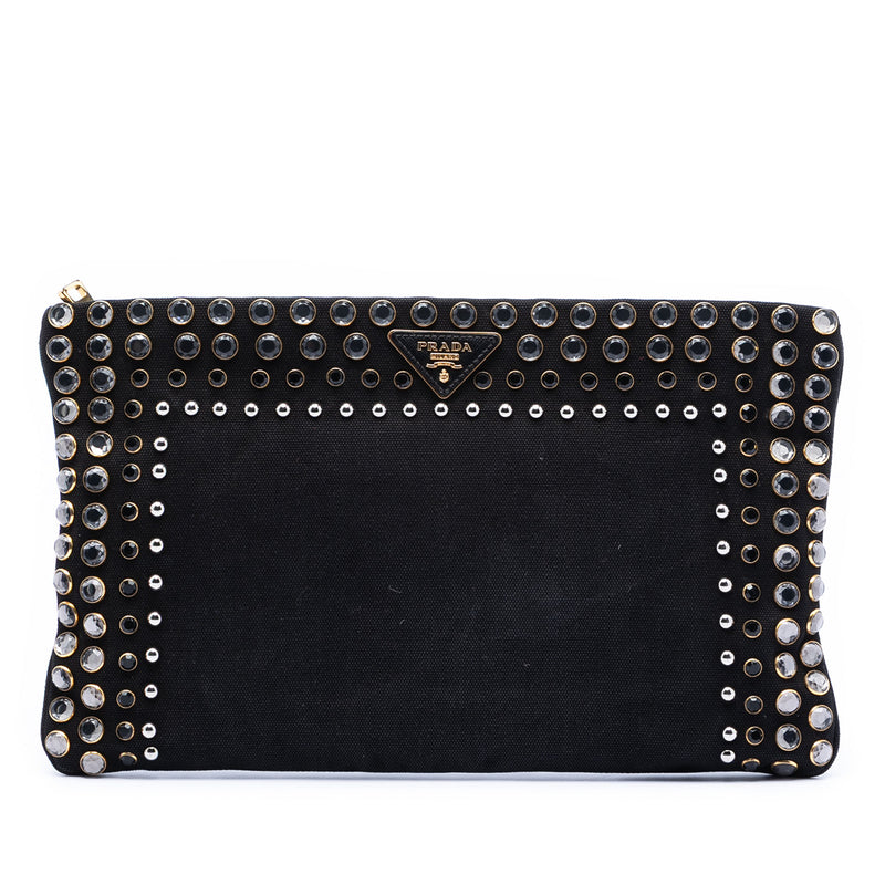 Canvas Canapa Studded Vernice Clutch