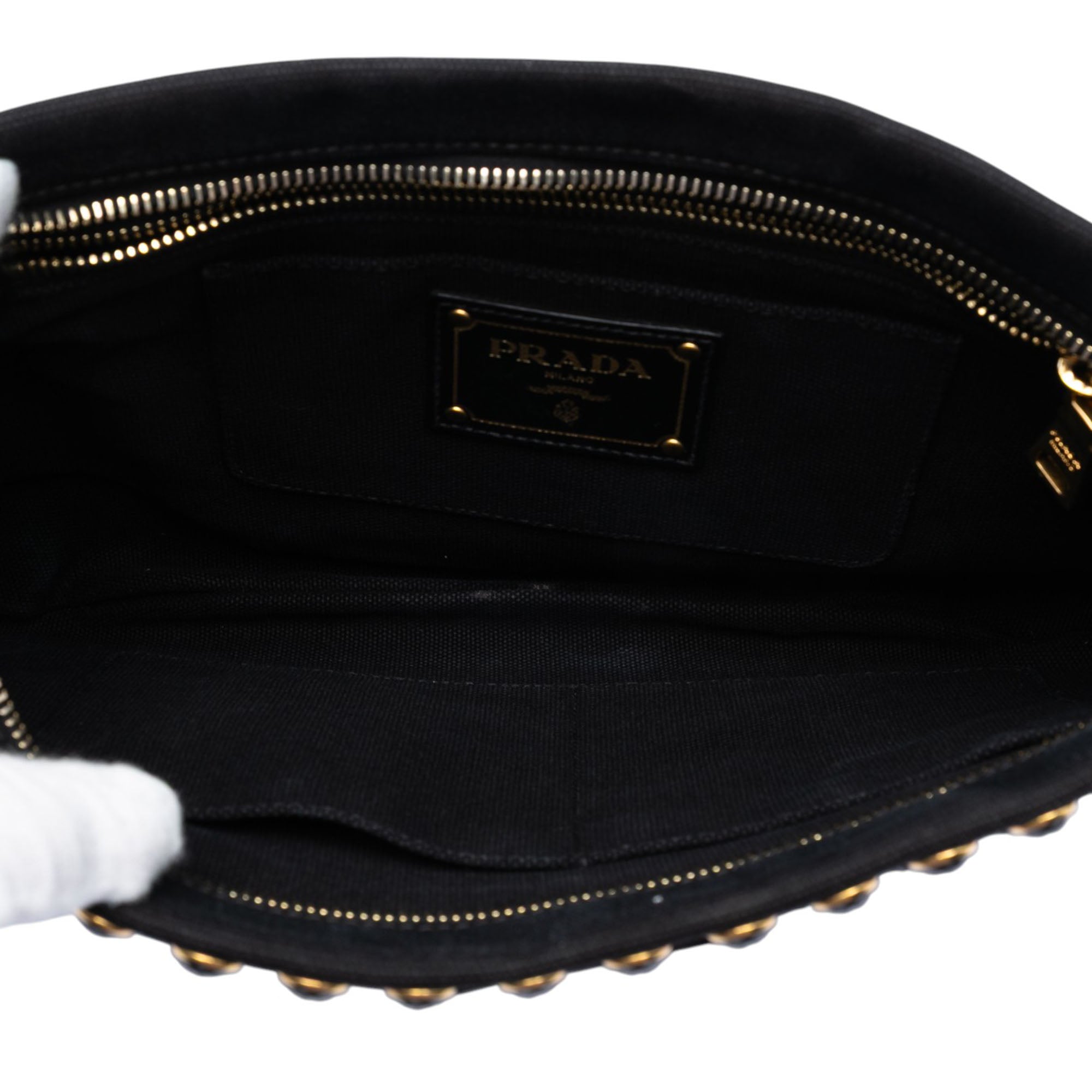 Canvas Canapa Studded Vernice Clutch - Image 4