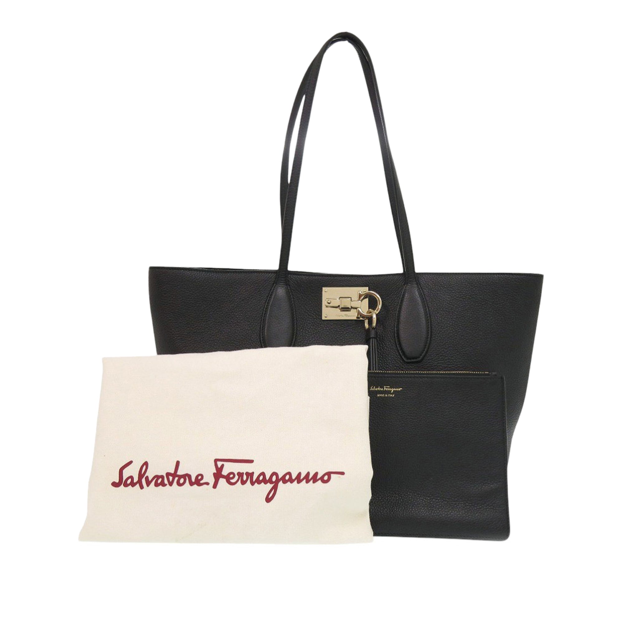 Grained Calfskin Studded Gancini Tote - Image 19