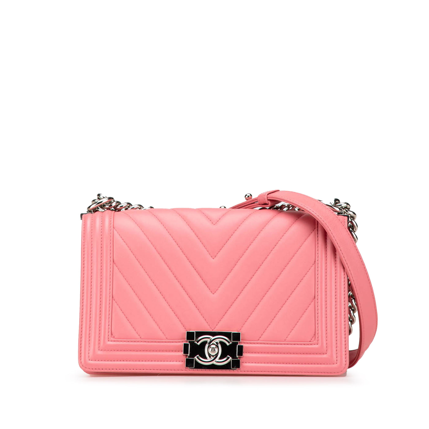 Old Medium Chevron Lambskin Boy Flap - Image 1