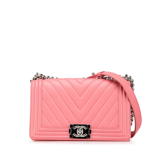 Old Medium Chevron Lambskin Boy Flap - Image 1