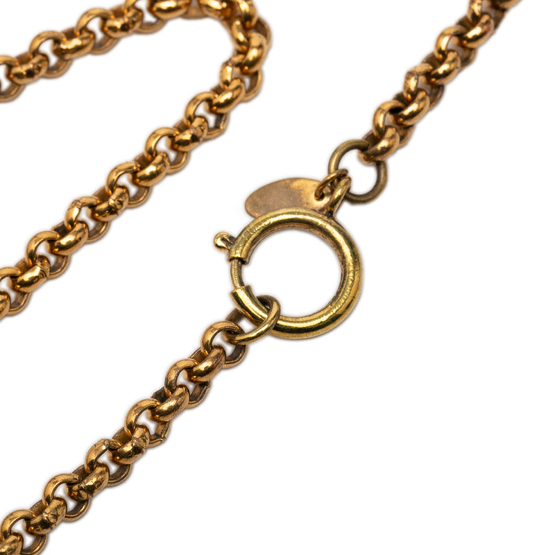 CC Gold Plated Woven Round Pendant Necklace - Image 4