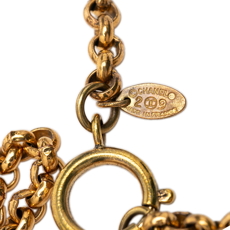 CC Gold Plated Woven Round Pendant Necklace - Image 5