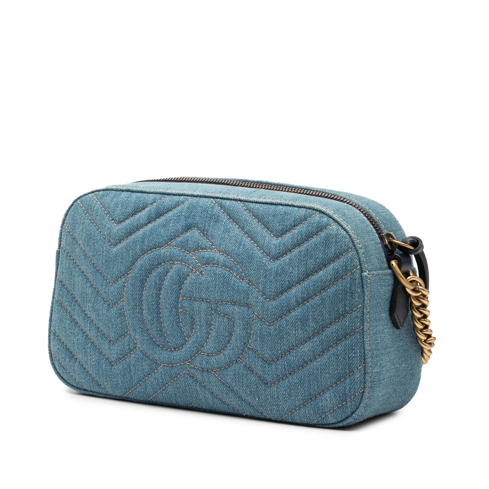 Small GG Marmont Matelasse Denim Pearly Crossbody - Image 2