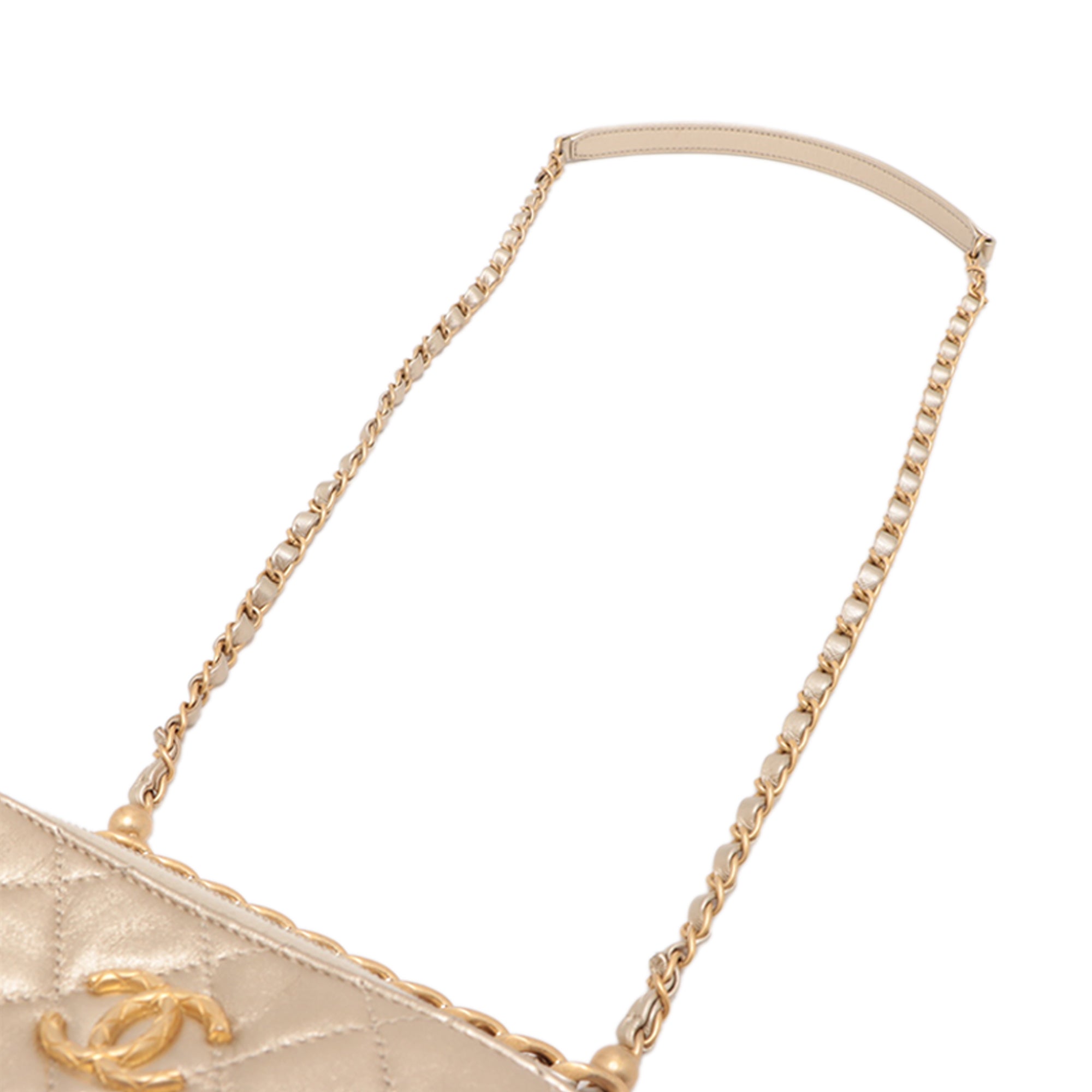 Mini CC Quilted Metallic Lambskin Bowling Bag - Image 10
