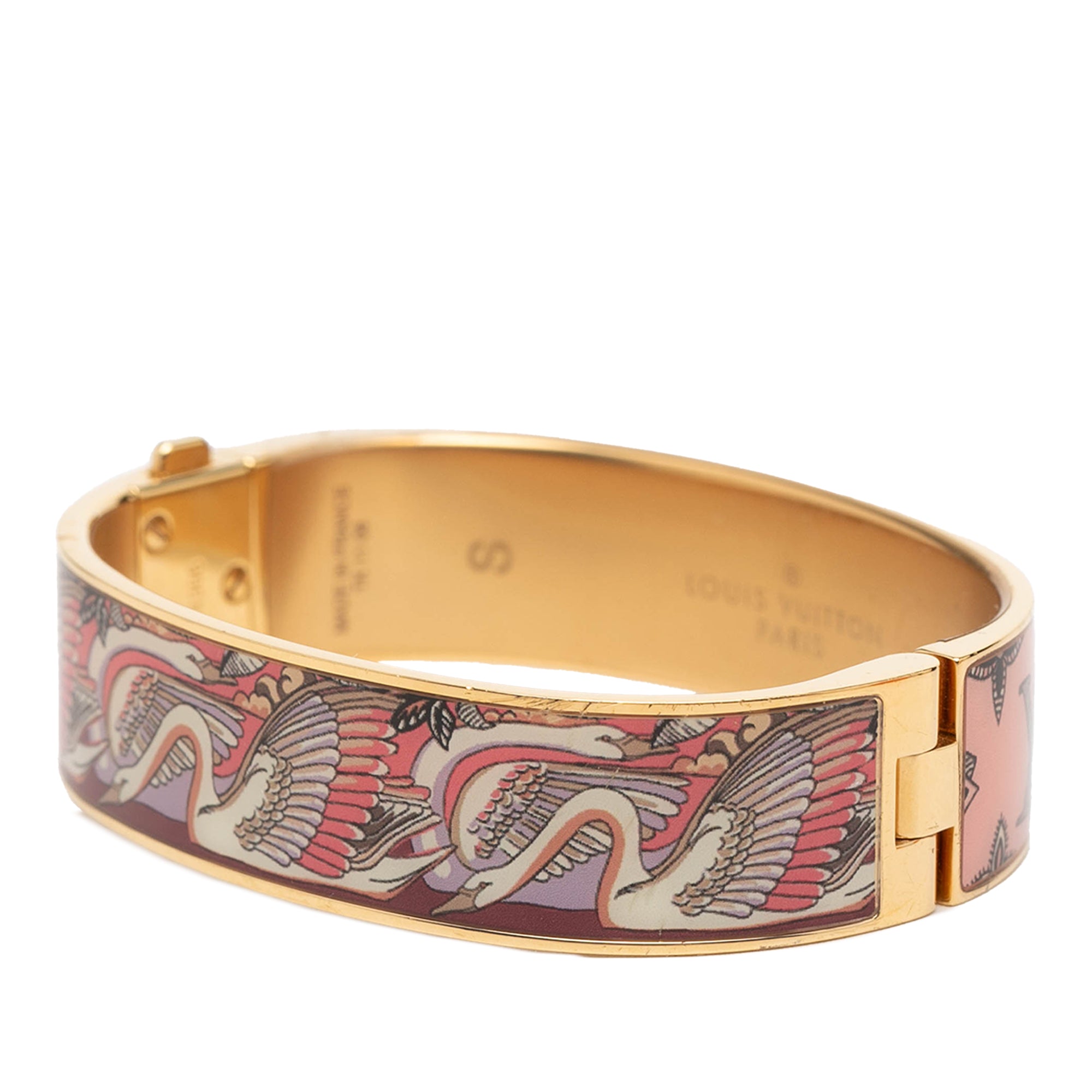 Gold Plated Enamel Monogram Confidential Hinge Bracelet S - Image 2