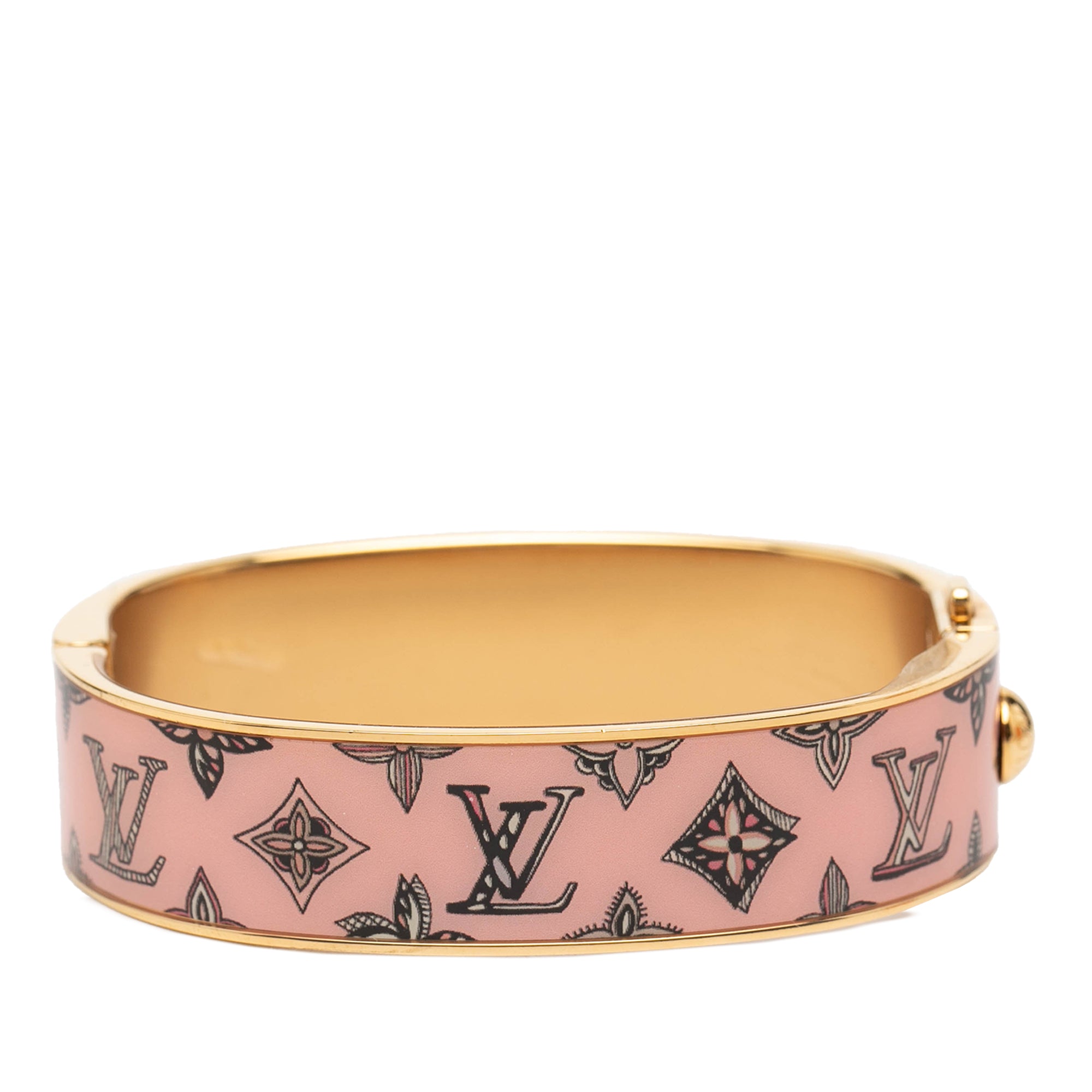Gold Plated Enamel Monogram Confidential Hinge Bracelet S - Image 3