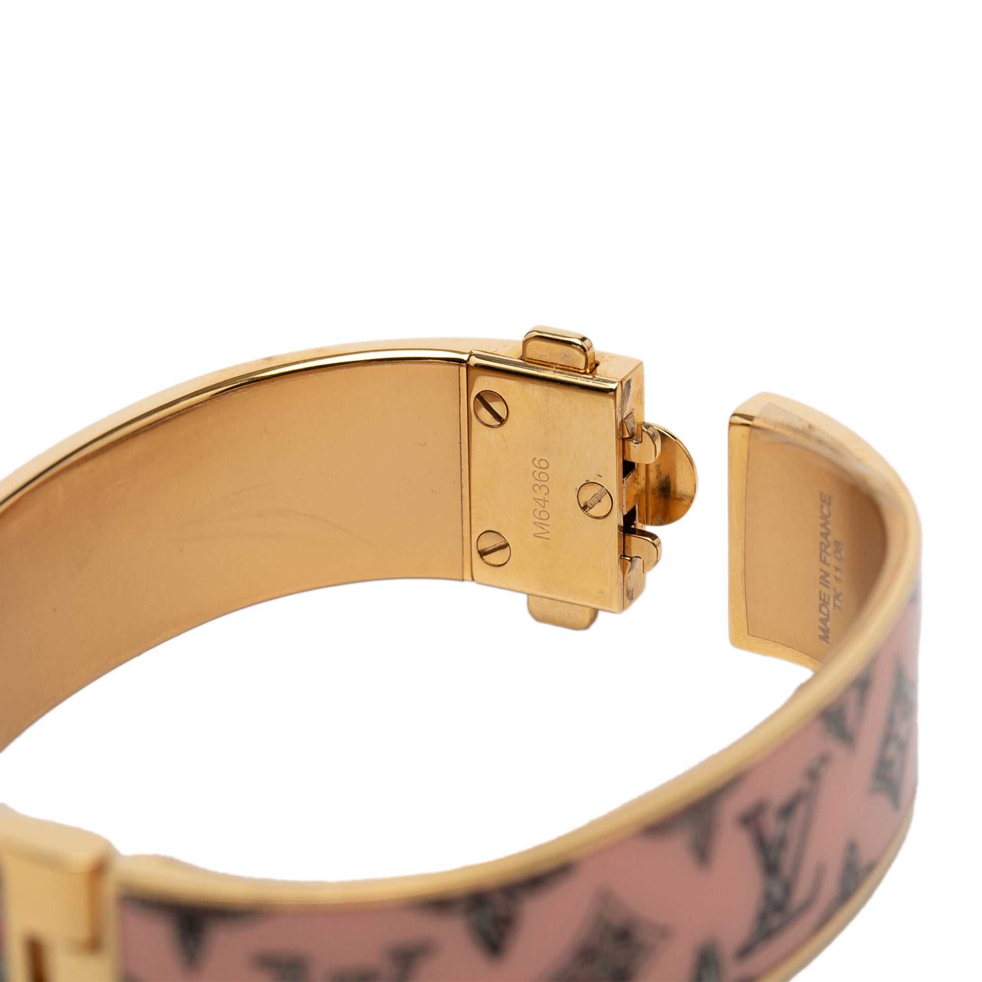Gold Plated Enamel Monogram Confidential Hinge Bracelet S - Image 4
