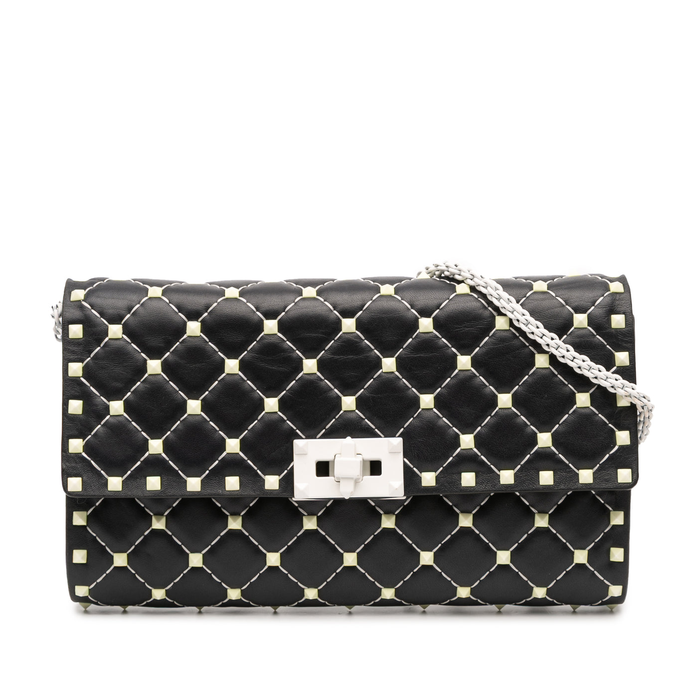 Quilted Lambskin Free Rockstud Spike Wallet On Chain - Image 1