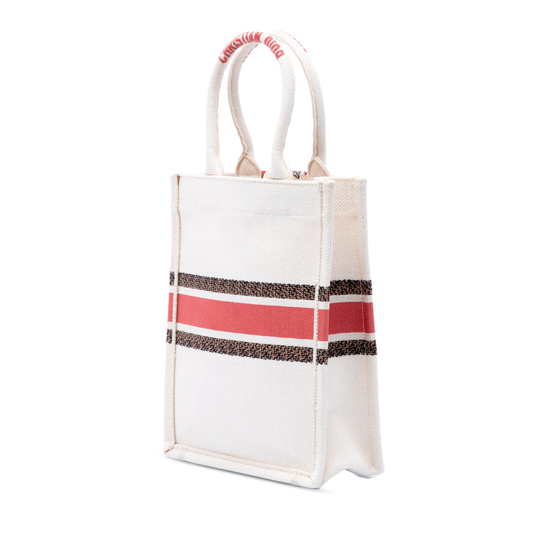 Embroidered Canvas Fleurs Bibliques Vertical Book Tote - Image 2