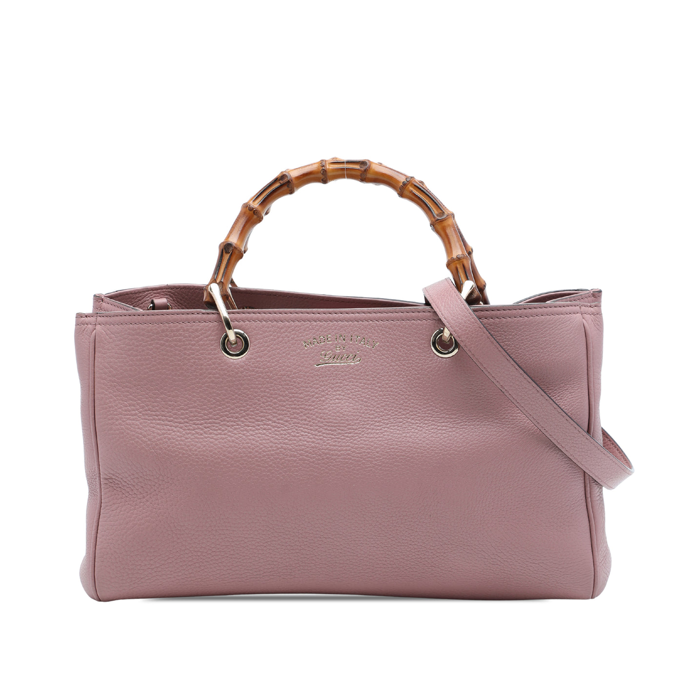 Medium Calfskin Bamboo Shopper Satchel - Image 1