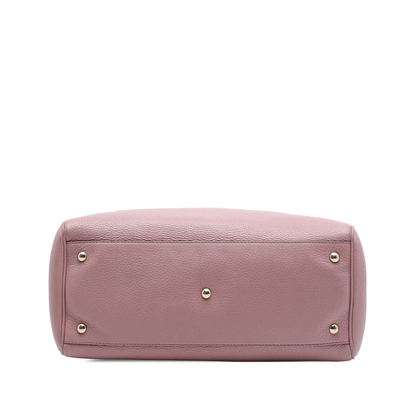 Medium Calfskin Bamboo Shopper Satchel - Image 3