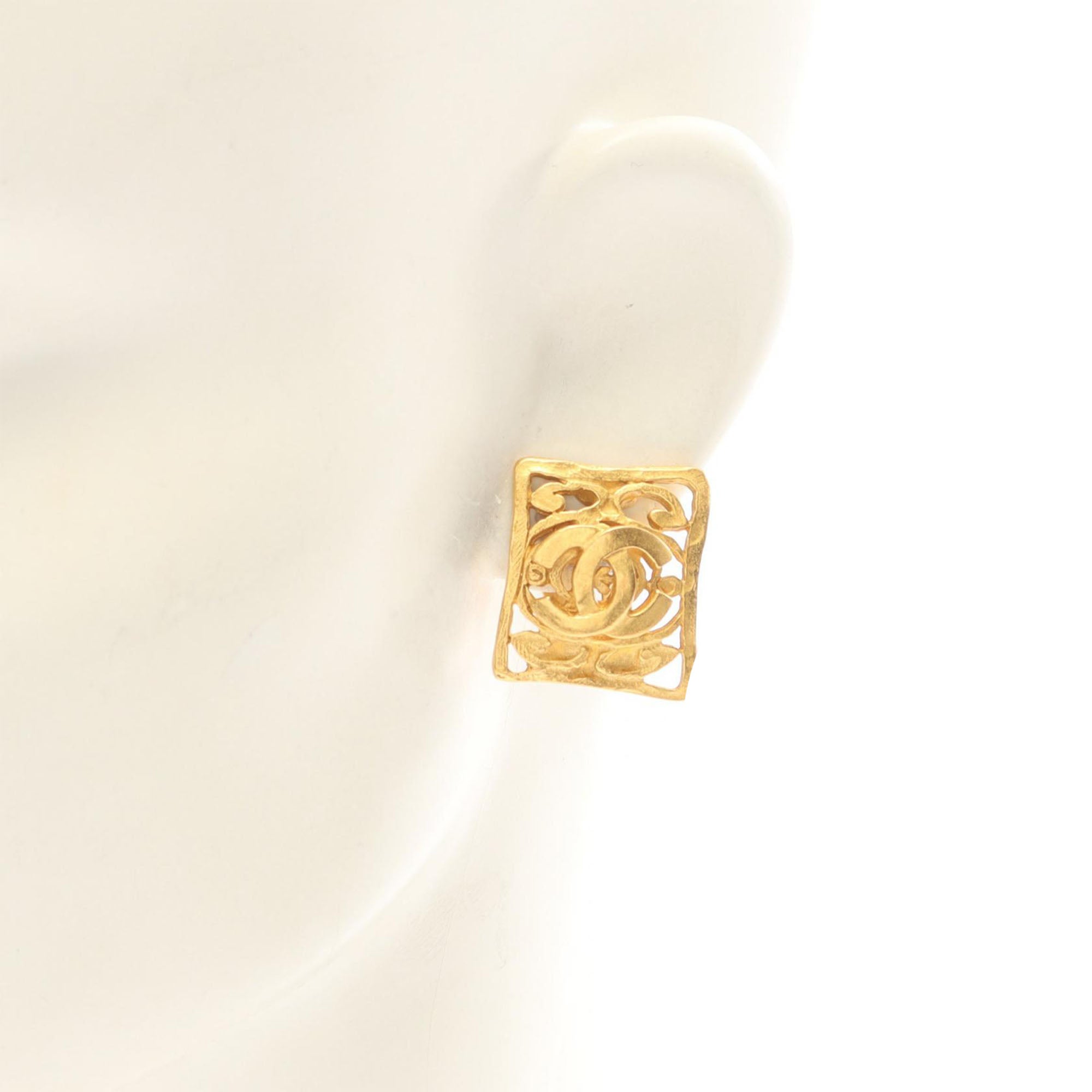 CC Gold Plated Square Clip on Earrings - Image 5