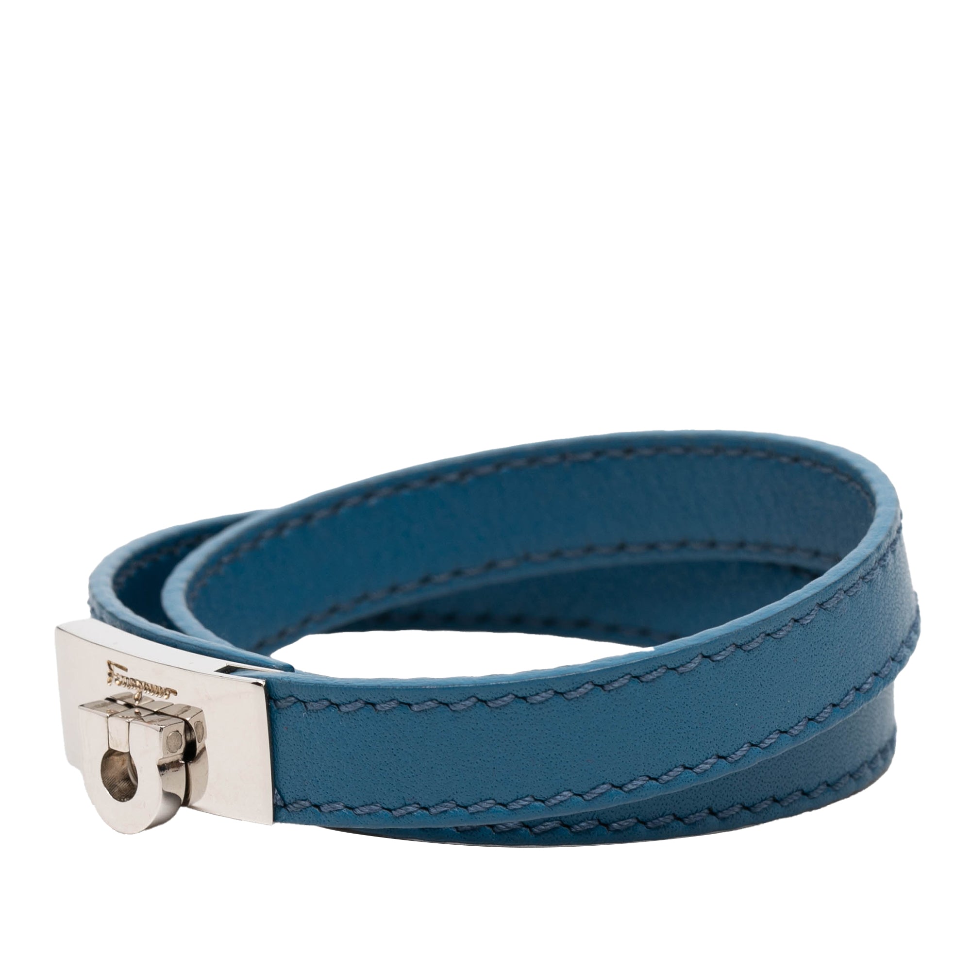 Leather Gancini Lock Double Wrap Bracelet - Image 2
