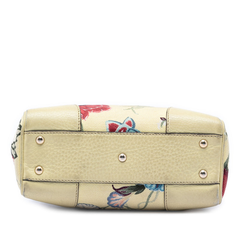 Limited Edition Mini Canvas Flora Bamboo Shopper Satchel - Image 3