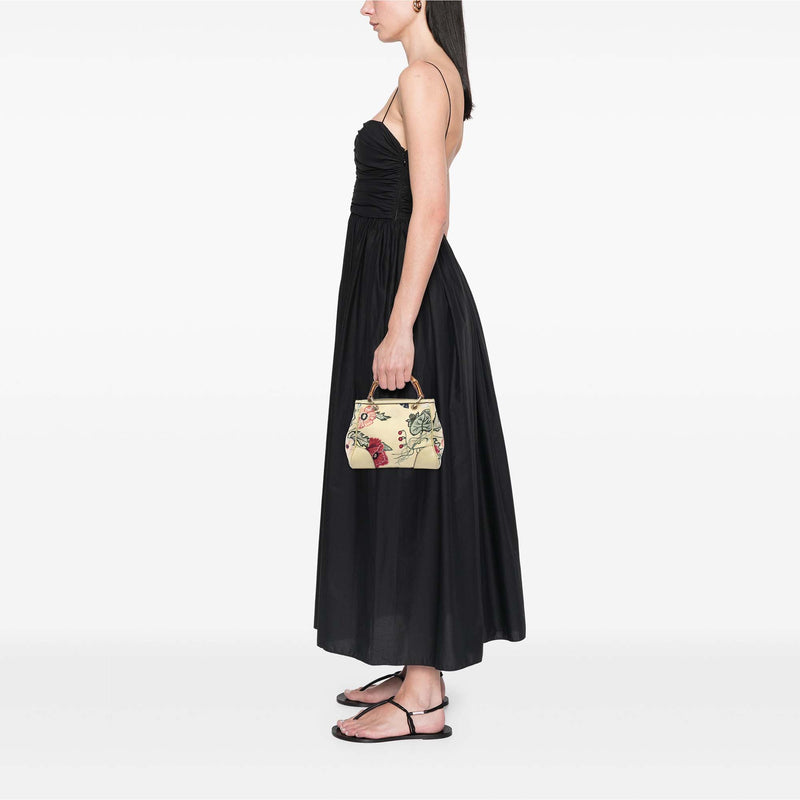 Limited Edition Mini Canvas Flora Bamboo Shopper Satchel - Image 7