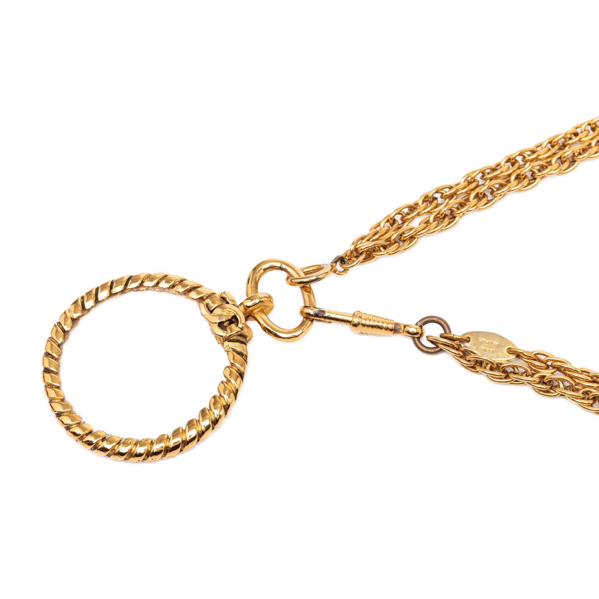 CC Gold Plated Double Chain Loupe Magnifying Glass Pendant Necklace - Image 3