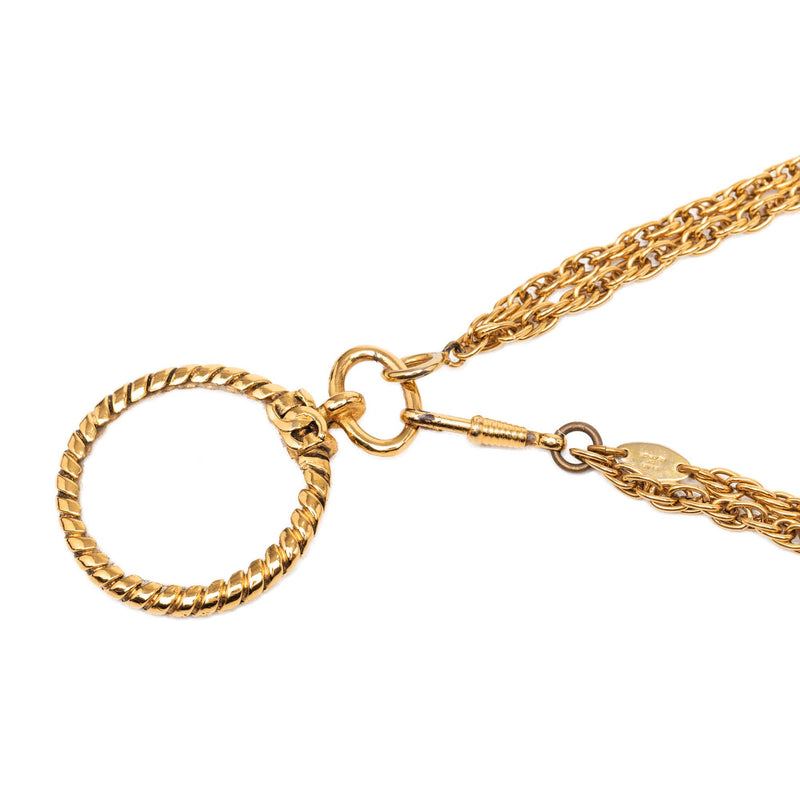 CC Gold Plated Double Chain Loupe Magnifying Glass Pendant Necklace - Image 3